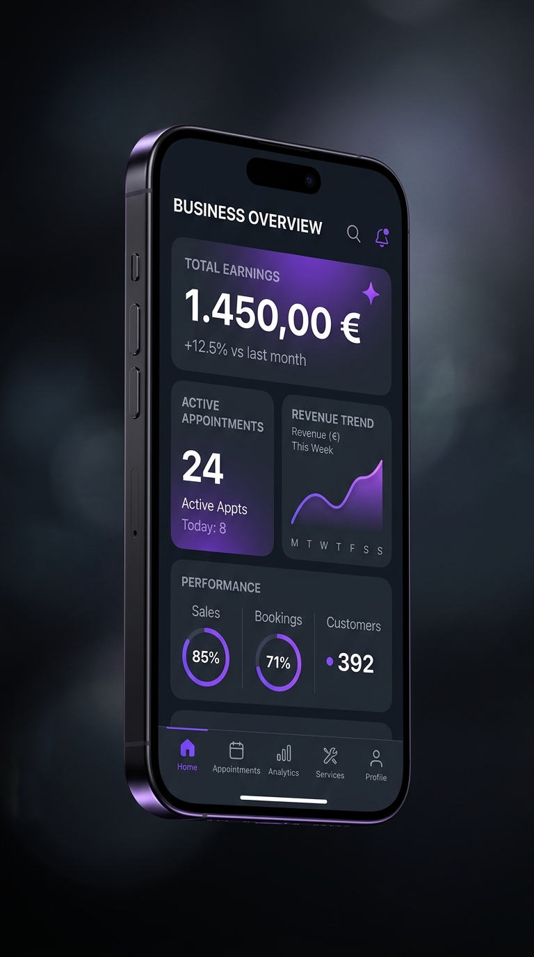Dashboard de Receptia en iPhone